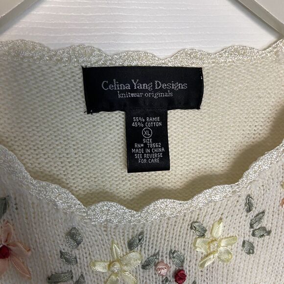 Celina Yang Designs VTG XL Embroidered Knit Long Sleeves SWEATER - Picture 7 of 7